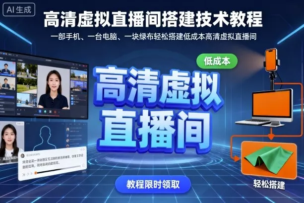 高清虚拟直播间搭建技术教程，一部手机、一台电脑、一块绿布轻松搭建低成本高清虚拟直播间 - 网创在线