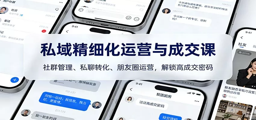 私域精细化运营与成交课：社群管理、私聊转化、朋友圈运营，解锁高成交密码 - 网创在线