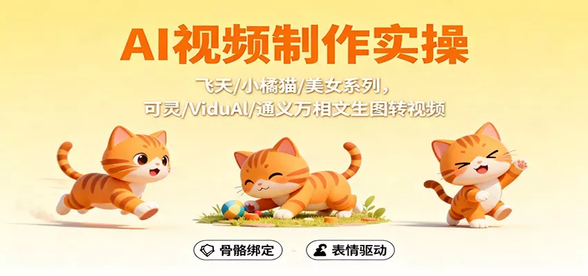 AI视频制作实操，飞天/小橘猫/美女系列，可灵/ViduAl/通义万相文生图转视频 - 网创在线