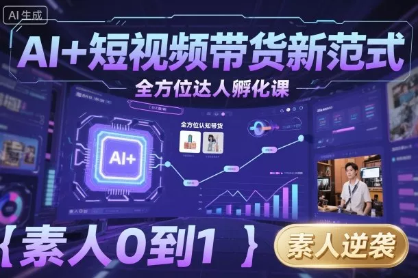 AI+短视频带货新范式全方位达人孵化课，素人也可以从0到1，全方位认知短视频带货 - 网创在线