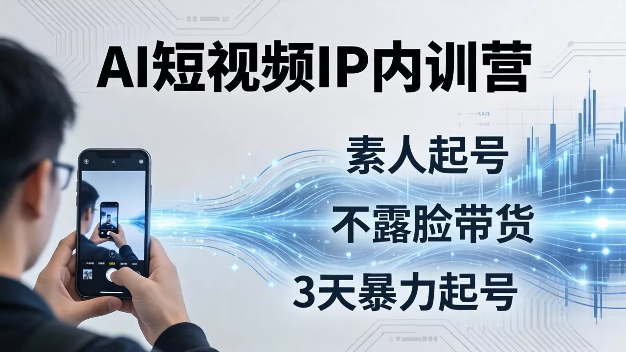 2026AI短视频IP内训营:从素人起号到不露脸带货,3天暴力起号全流程拆解 - 网创在线