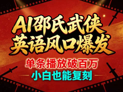 AI邵氏武侠英语风口爆发，单条播放破百万，小白也能复刻 - 网创在线
