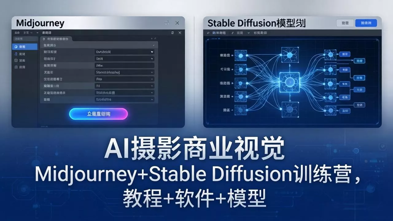 AI摄影商业视觉Midjourney+Stable Diffusion训练营，教程+软件+模型 - 网创在线