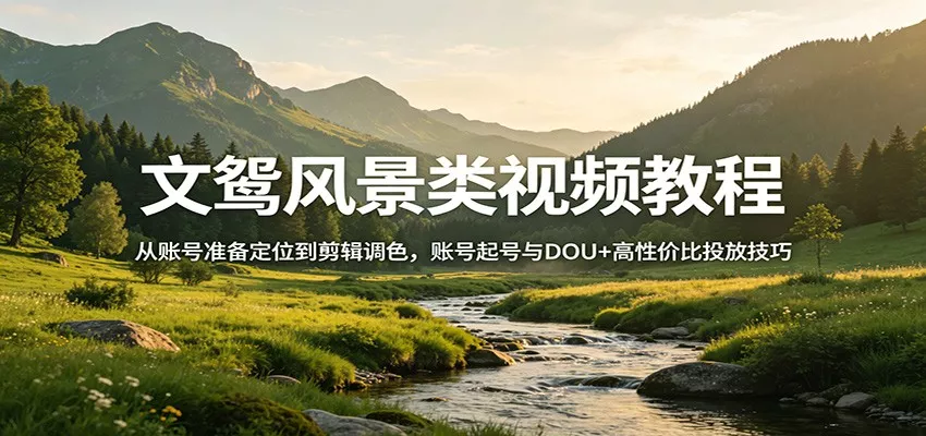 文鸳风景类视频教程：从账号准备定位到剪辑调色，账号起号与DOU+高性价比投放技巧 - 网创在线