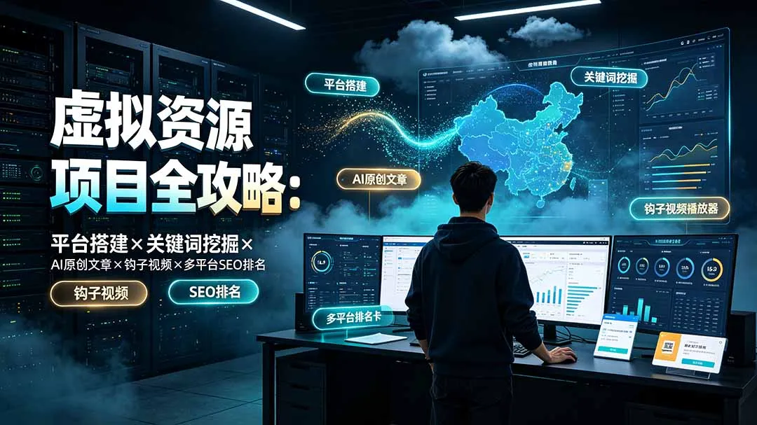 虚拟资源项目全攻略：平台搭建×关键词挖掘×AI原创文章×钩子视频×多平台SEO排名 - 网创在线