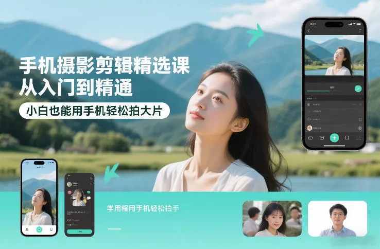 手机摄影剪辑精选课，从入门到精通，小白也能用手机轻松拍大片 - 网创在线