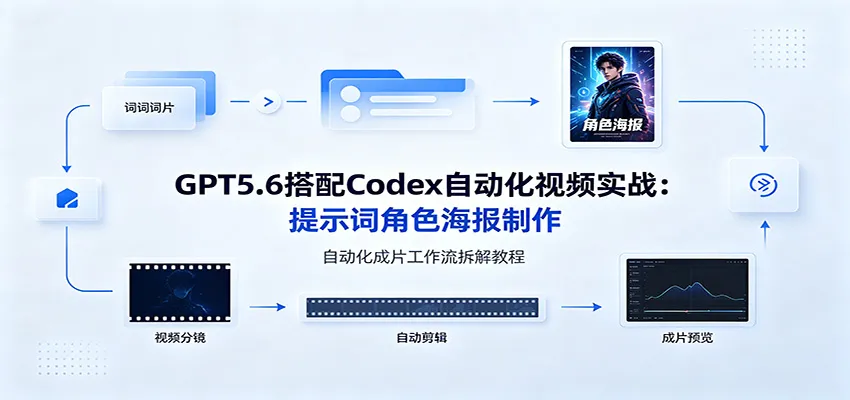 GPT5.6搭配Codex自动化视频实战:提示词角色海报制作,自动化成片工作流拆解教程 - 网创在线