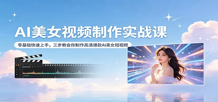 AI美女视频制作实战课:零基础快速上手,三步教会你制作高清爆款AI美女短视频 - 网创在线