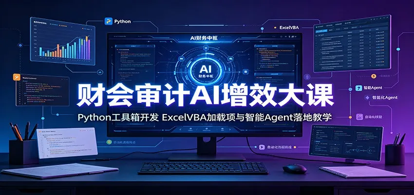 财会审计AI增效大课:Python工具箱开发,ExcelVBA加载项与智能Agent落地教学 - 网创在线