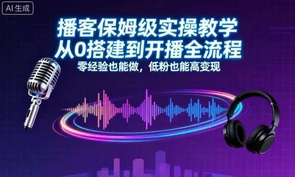 播客保姆级实操教学，从0搭建到开播全流程，零经验也能做，低粉也能高变现 - 网创在线