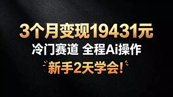 3个月变现19431元，冷门赛道 全程Ai操作，新手2天学会！ - 网创在线