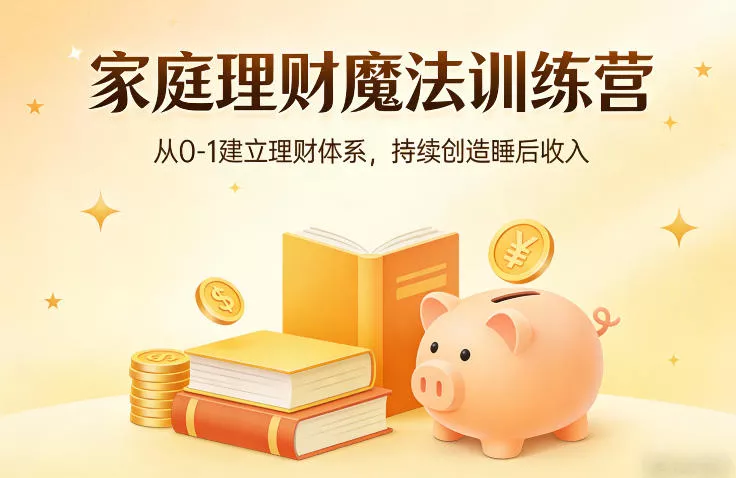 家庭理财魔法训练营，从0-1建立理财体系，持续创造睡后收入 - 网创在线