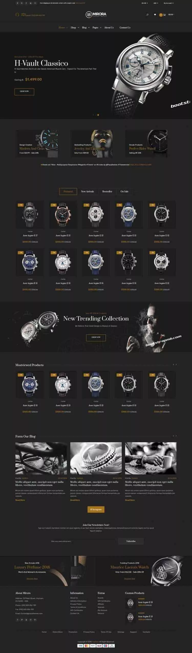 Bootstrap黑色响应式奢侈品手表商城网站 - 网创在线
