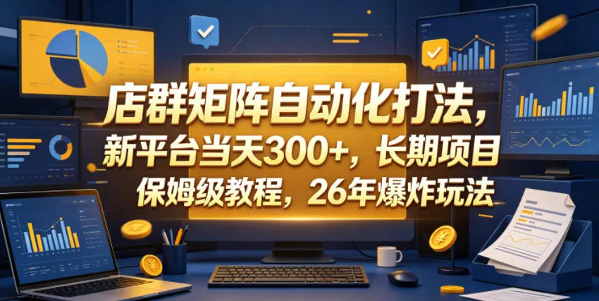 店群矩阵自动化打法，新平台当天300+，长期项目，保姆级教程，26年爆炸玩法【揭秘】 - 网创在线