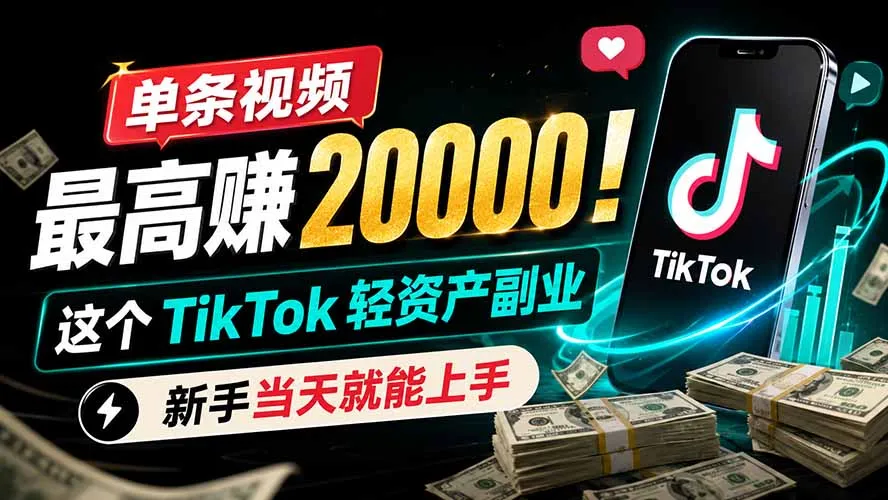 单条视频最高赚 20000!这个 TikTok 轻资产副业,新手当天就能上手 - 网创在线