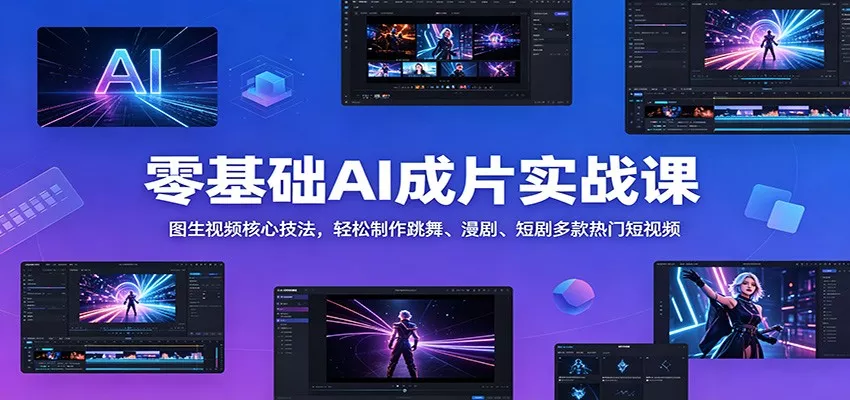 零基础AI成片实战课：图生视频核心技法，轻松制作跳舞、漫剧、短剧多款热门短视频 - 网创在线
