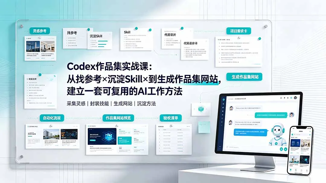 Codex作品集实战课：从找参考×沉淀Skill×到生成作品集网站，建立一套可复用的AI工作方法 - 网创在线