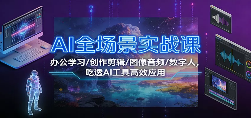 AI全场景实战课：办公学习/创作剪辑/图像音频/数字人，吃透AI工具高效应用 - 网创在线