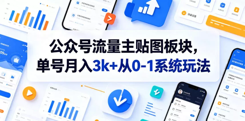 公众号流量主贴图板块，单号月入3k+从0-1系统玩法 - 网创在线