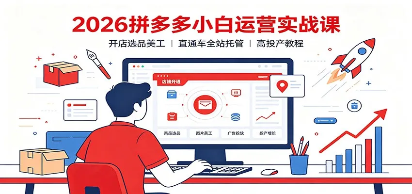 2026拼多多小白运营实战课:开店选品美工,直通车全站托管高投产教程 - 网创在线