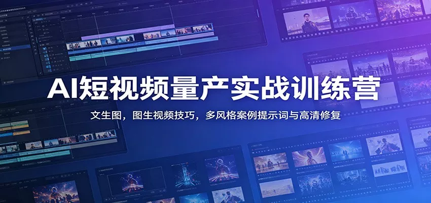 AI短视频量产实战训练营：文生图，图生视频技巧，多风格案例提示词与高清修复 - 网创在线