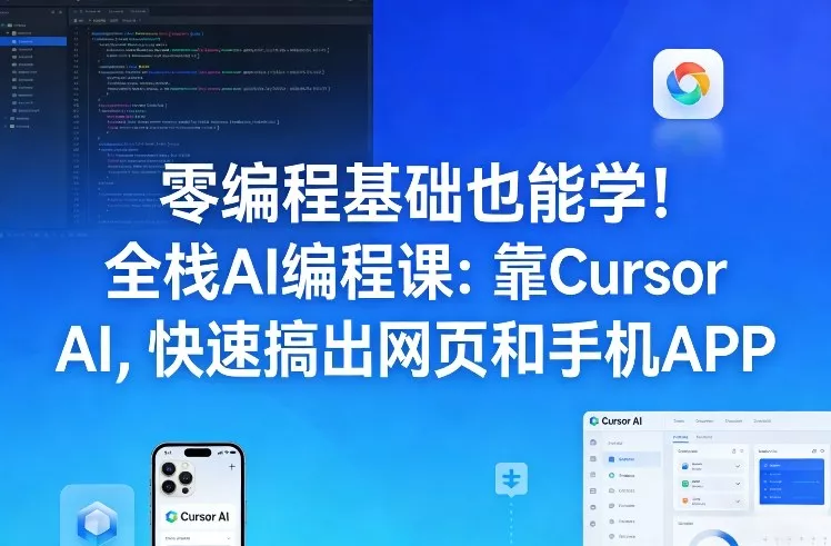 零编程基础也能学！全栈AI编程课：靠Cursor AI，快速搞出网页和手机APP - 网创在线