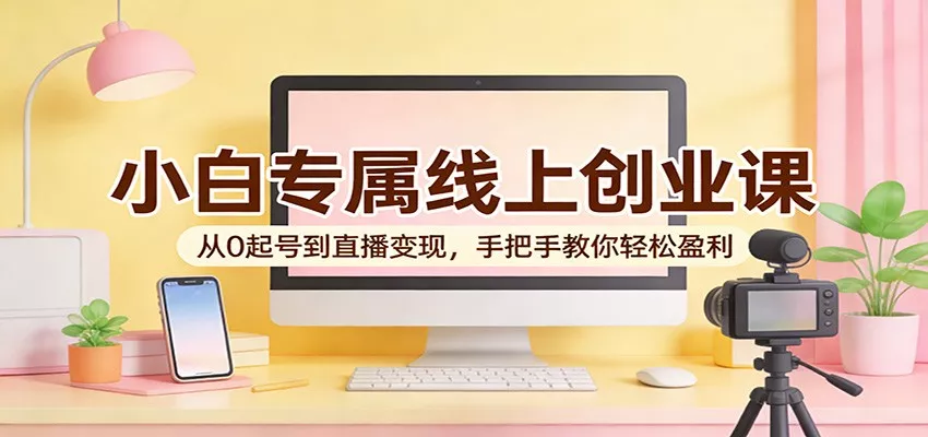 小白专属线上创业课：从0起号到直播变现，手把手教你轻松盈利 - 网创在线