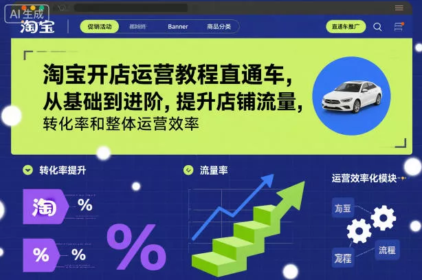 淘宝开店运营教程直通车,从基础到进阶,提升店铺流量,转化率和整体运营效率(更新26年3月) 淘宝开店运营教程直通车,从基础到进阶,提升店铺流量,转化率和整体运营效率(更新26年3月)
