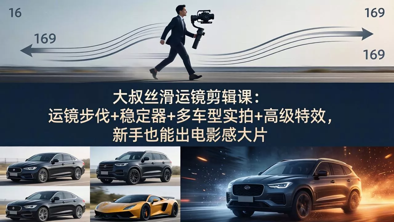 大叔丝滑运镜剪辑课：运镜步伐+稳定器+多车型实拍+高级特效，新手也能出电影感大片 - 网创在线