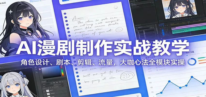 AI 漫剧制作实战教学：角色设计、剧本、剪辑、流量，大咖心法全模块实操 - 网创在线