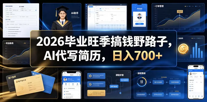 2026毕业旺季搞钱野路子，AI代写简历，日入700+【揭秘】 - 网创在线