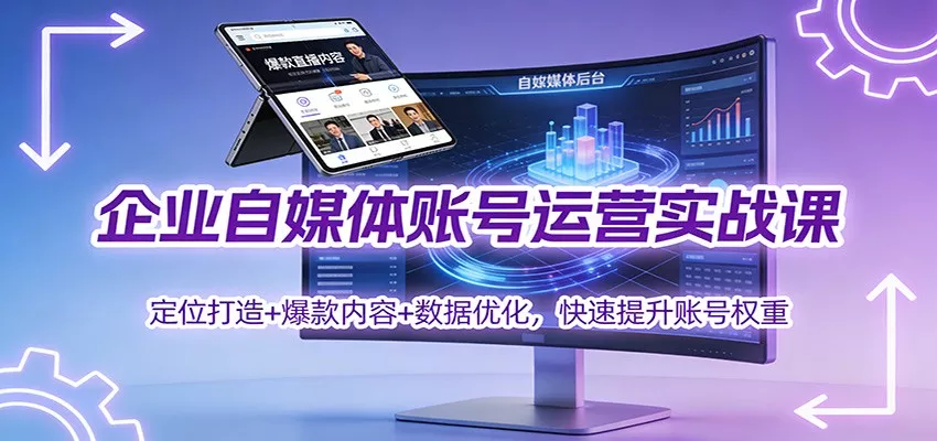 企业自媒体账号运营实战课：定位打造+ 爆款内容+数据优化，快速提升账号权重 - 网创在线