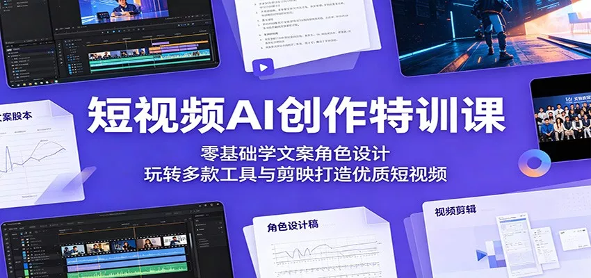 短视频AI创作特训课：零基础学文案角色设计，玩转多款工具与剪映打造优质短视频 - 网创在线