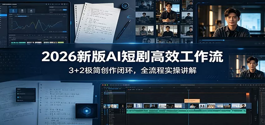 2026新版AI短剧高效工作流：3+2极简创作闭环，全流程实操讲解 - 网创在线