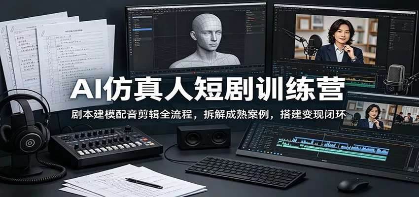 AI仿真人短剧训练营：剧本建模配音剪辑全流程，拆解成熟案例，搭建变现闭环 - 网创在线