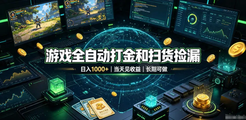 游戏全自动打金和扫货捡漏,日入1k+,当天见收益,长期可做!【揭秘】 - 网创在线