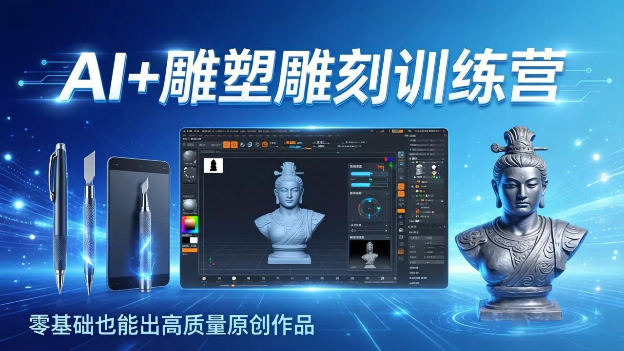 AI+雕塑雕刻训练营:从AI创作、大模型训练到3D雕刻 + 渲染,零基础也能出高质量原创作品 AI+雕塑雕刻训练营:从AI创作、大模型训练到3D雕刻 + 渲染,零基础也能出高质量原创作品