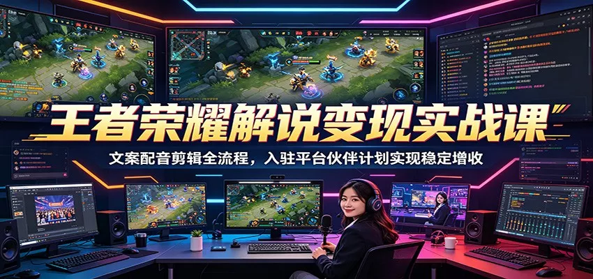 王者荣耀解说变现实战课：文案配音剪辑全流程，入驻平台伙伴计划实现稳定增收 - 网创在线