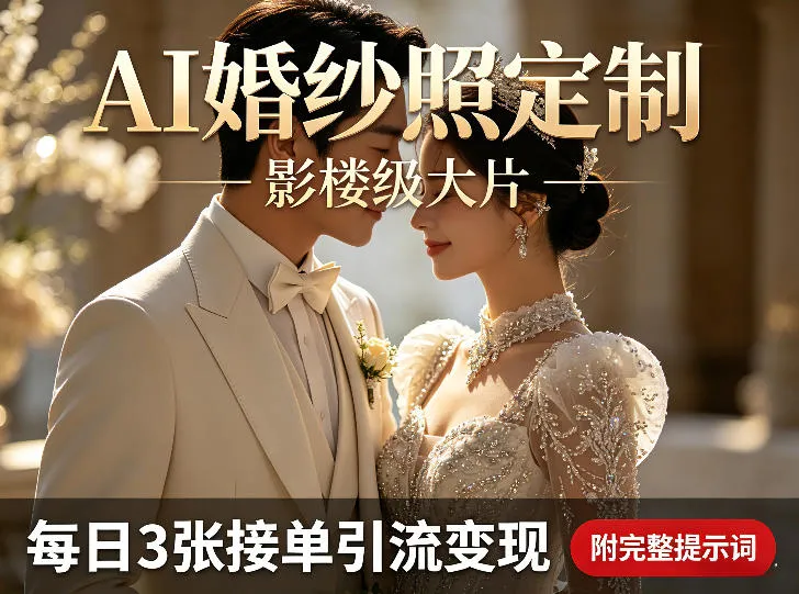 AI婚纱照定制影楼级大片，每日3张接单引流变现，轻松实现副业增收（附完整提示词） - 网创在线