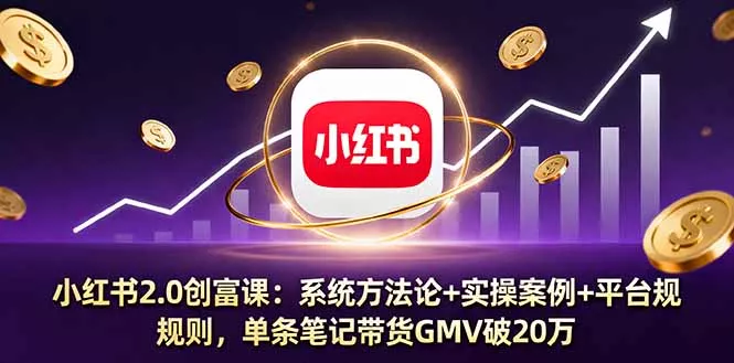 小红书2.0创富课：系统方法论+实操案例+平台规则，单条笔记带货GMV破20万 - 网创在线