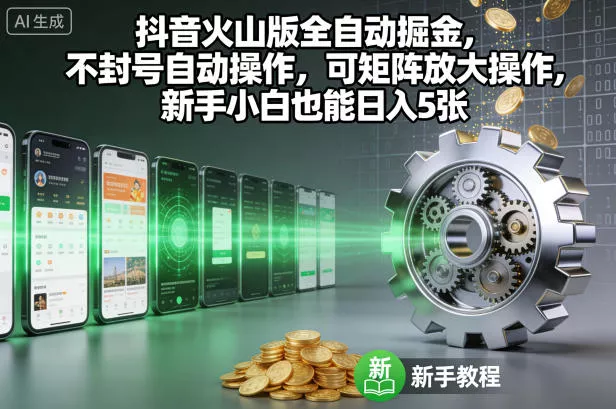 抖音火山版全自动掘金，不封号自动操作，可矩阵放大操作，新手小白也能日入5张【揭秘】 - 网创在线