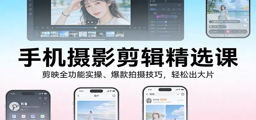 手机摄影剪辑精选课：剪映全功能实操、爆款拍摄技巧，轻松出大片 - 网创在线