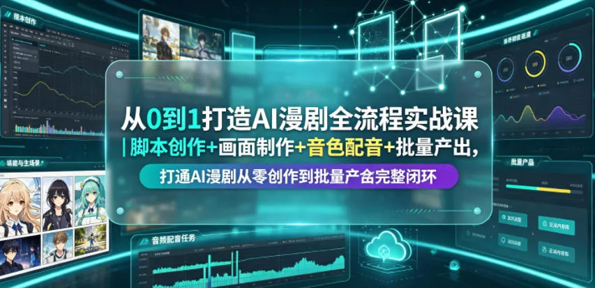 从0到1打造AI漫剧全流程实战课｜脚本创作+画面制作+音色配音+批量产出，打通AI漫剧从零创作到批量量产完整闭环 - 网创在线
