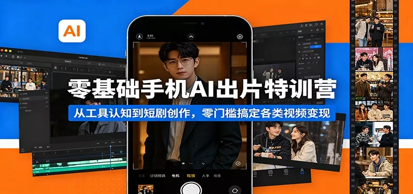 零基础手机AI出片特训营：从工具认知到短剧创作，零门槛搞定各类视频变现 - 网创在线