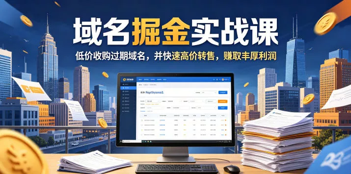 域名交易掘金实战课，低价收购过期域名，并快速高价转售，賺取丰厚利润【原创双语字幕】 - 网创在线
