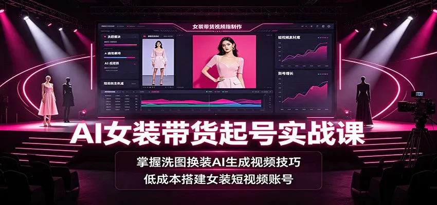 AI女装带货起号实战课:掌握洗图换装AI生成视频技巧,低成本搭建女装短视频账号 - 网创在线