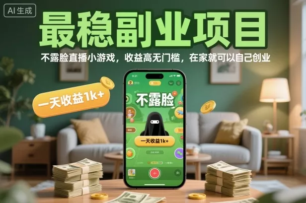 最稳副业项目，不露脸直播小游戏，收益高无门槛，一天收益1k+，在家就可以自己创业【揭秘】 - 网创在线
