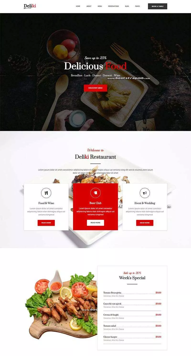 Bootstrap大气餐饮美食网站html模板 - 网创在线
