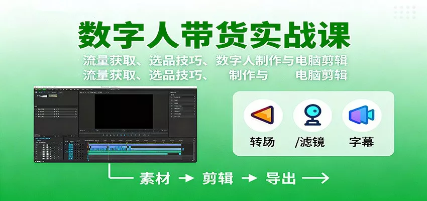 数字人变现实战课：流量获取、选品技巧、数字人制作与电脑剪辑 - 网创在线