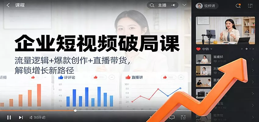 企业短视频破局课：流量逻辑+爆款创作+直播带货，解锁增长新路径 - 网创在线
